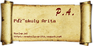 Páskuly Arita névjegykártya